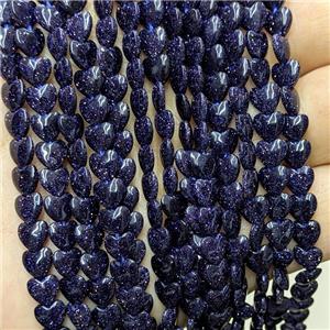 Blue Sandstone Heart Beads, approx 6mm [GB23599]