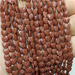 Golden Sandstone Heart Beads, approx 6mm [GB23600]