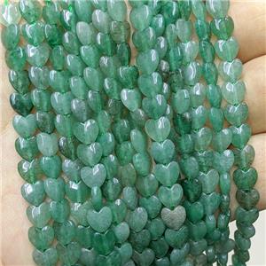 Green Strawberry Quartz Heart Beads, approx 6mm [GB23601]