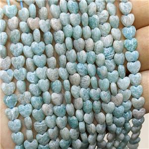 Natural Green Amazonite Heart Beads, approx 6mm [GB23602]
