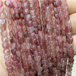 Pink Strawberry Quartz Heart Beads, approx 6mm [GB23605]
