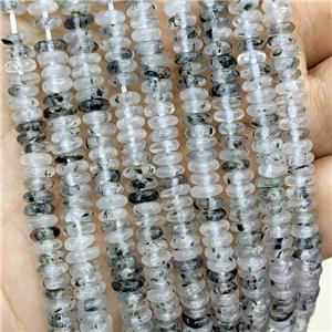 Pitaya Quartz Heishi Beads Black Spots, approx 6mm [GB23627]