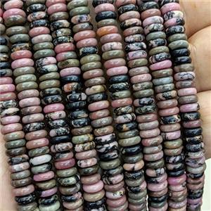 Natural Chinese Rhodonite Heishi Beads Pink, approx 6mm [GB23636]