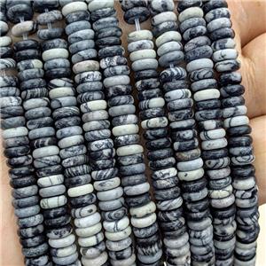 Natural Black Silk Jasper Heishi Beads, approx 6mm [GB23642]