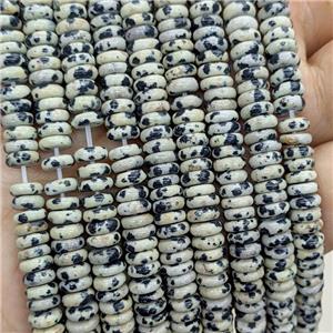 Natural Black Dalmatian Heishi Beads, approx 6mm [GB23660]