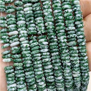 Natural Green Dalmatian Jasper Heishi Beads, approx 6mm [GB23661]