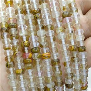 Synthetic Quartz Beads Smooth Rondelle Tigerskin, approx 6mm [GB23672]