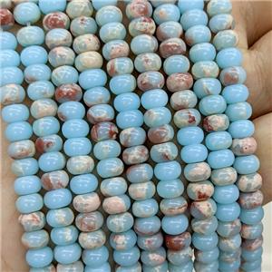 Synthetic Imperial Jaser Beads Smooth Rondelle Blue, approx 6mm [GB23676]