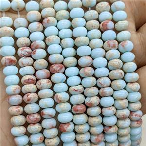 Synthetic Imperial Jaser Beads Smooth Rondelle Blue, approx 6mm [GB23678]