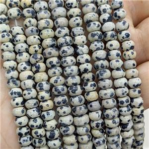 Natural Black Dalmatian Jasper Beads Smooth Rondelle, approx 6mm [GB23679]