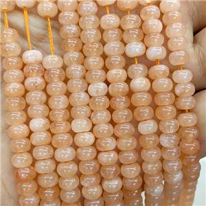 Peach Jade Beads Smooth Rondelle Dye, approx 6mm [GB23685]