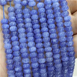 Blue Jade Beads Smooth Rondelle Dye, approx 6mm [GB23690]