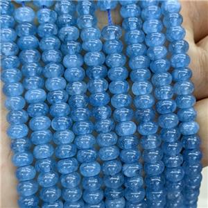 Jade Beads Smooth Rondelle Blue Dye, approx 6mm [GB23691]