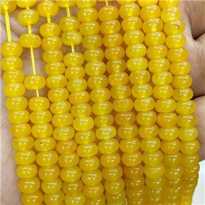 Yellow Jade Beads Smooth Rondelle Dye, approx 6mm [GB23696]