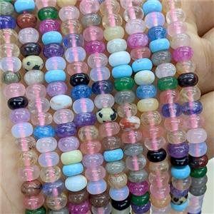 Mix Gemstone Beads Smooth Rondelle, approx 6mm [GB23699]