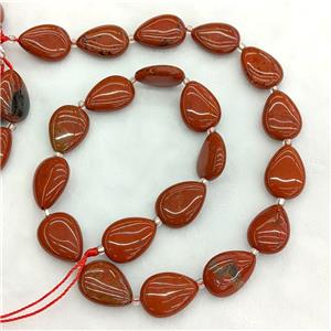 Natural Red Jasper Teardrop Beads, approx 13-18mm [GB23711]