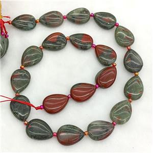 Natural African Bloodstone Teardrop Beads, approx 13-18mm [GB23712]
