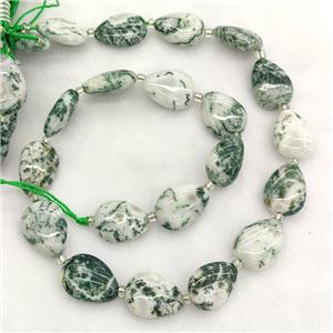 Natural Green Tree Agate Teardrop Beads, approx 13-18mm [GB23716]
