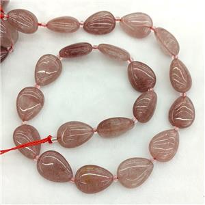Natural Pink Strawberry Quartz Teardrop Beads, approx 13-18mm [GB23719]