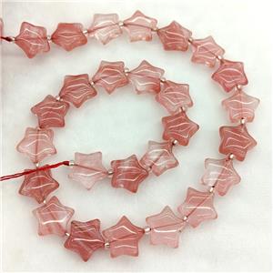 Pink Synthetic Quartz Star Beads, approx 15mm [GB23722]