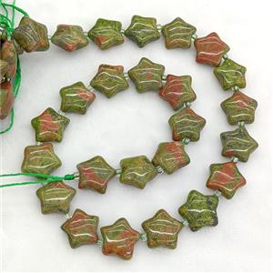 Natural Unakite Star Beads, approx 15mm [GB23723]