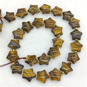Natural Tiger Eye Stone Star Beads, approx 15mm [GB23724]