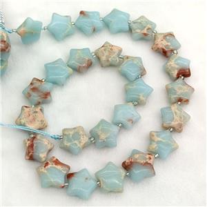 Blue Synthetic Imperial Jasper Star Beads, approx 15mm [GB23729]