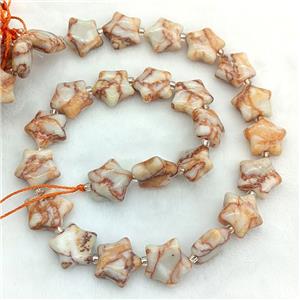 Natural Red Silk Jasper Star Beads, approx 15mm [GB23731]