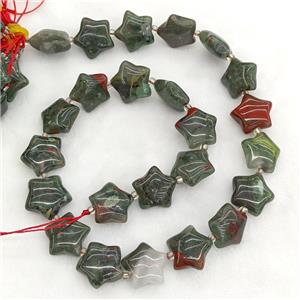 Natural African Bloodstone Star Beads, approx 15mm [GB23734]