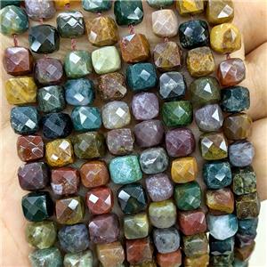 Natural Ocean Agate Beads Faceted Cube, approx 6-8mm [GB23736]