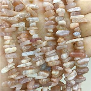 Natural Peach Sunstone Chips Beads Freeform Topdrilled, approx 5-16mm [GB23742]