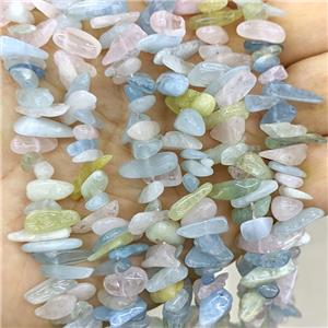 Natural Morganite Chips Beads Freeform Topdrilled Multicolor, approx 5-16mm [GB23746]