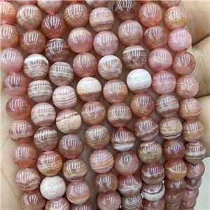 Natural Argentina Rhodochrosite Beads Pink Smooth Round A-Grade, approx 8mm [GB23758]