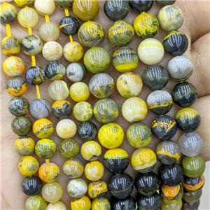 Natural Yellow Bumblebee Jasper Beads Smooth Round, approx 6mm [GB23759-6MM]