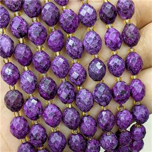 Purple Dye Jade Rice Beads Faceted, approx 8-10mm [GB23760]
