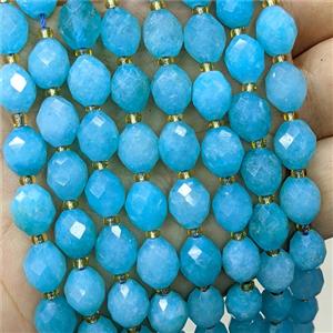 Jade Beads Faceted Rice Blue Dye, approx 8-10mm [GB23771]