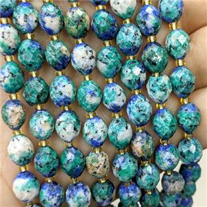 Green Dye Jade Beads Faceted Rice, approx 8-10mm [GB23772]