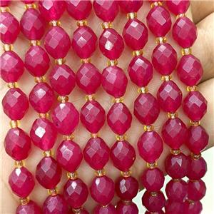 Red Dye Jade Beads Faceted Rice, approx 8-10mm [GB23775]
