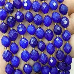 Lapisblue Dye Jade Beads Faceted Rice, approx 8-10mm [GB23776]