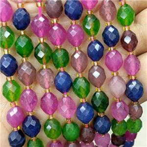 Jade Beads Faceted Rice Mixed Color Dye, approx 8-10mm [GB23779]