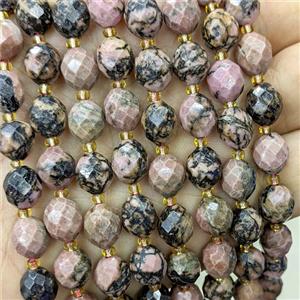 Natural Chinese Rhodonite Beads Pink Faceted Rice, approx 8-10mm [GB23782]