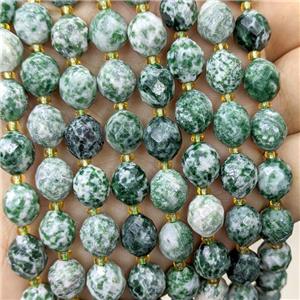 Natural Green Dalmatian Jasper Beads Faceted Rice, approx 8-10mm [GB23794]