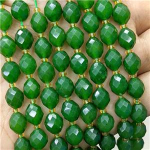 Natural Chinese Nephrite Jade Beads Green Dye Faceted Rice, approx 8-10mm [GB23796]