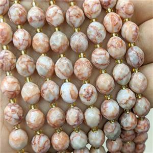Red Silk Jasper Beads Faceted Rice, approx 8-10mm [GB23797]
