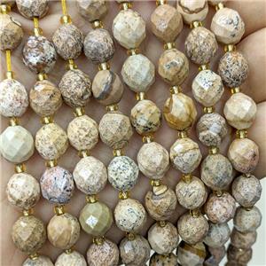 Natural Picture Jasper Beads Faceted Rice, approx 8-10mm [GB23803]