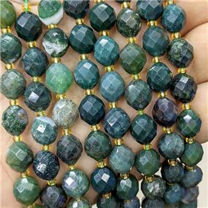 Natural Green Moss Agate Beads Faceted Rice, approx 8-10mm [GB23808]