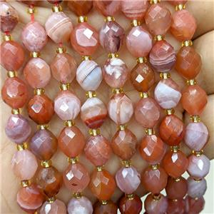 Red Striped Agate Beads Banded Dye Faceted Rice, approx 8-10mm [GB23810]