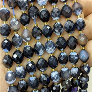 Fire Agate Beads Black Faceted Rice, approx 8-10mm [GB23812]