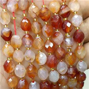 Natural Agate Beads Red Dye Faceted Rice, approx 8-10mm [GB23813]