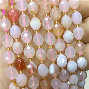 Natural Sakura Agate Beads Pink Faceted Rice, approx 8-10mm [GB23823]
